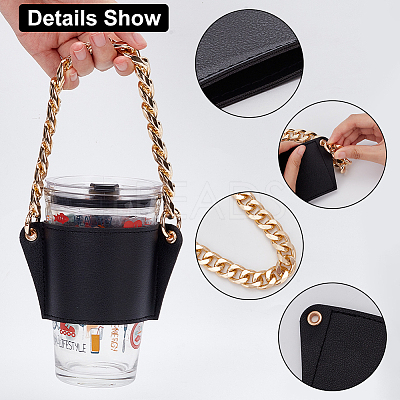 PU Leather Heat Resistant Reusable Cup Sleeve AJEW-WH0326-39B-1