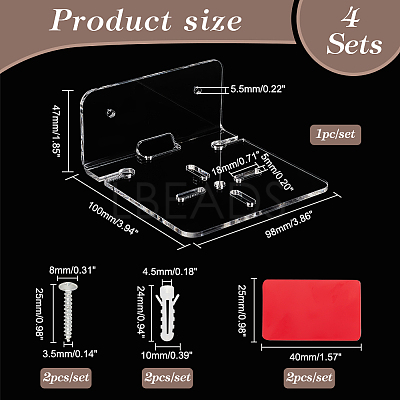 Acrylic Wall-Mounted Adhesive Camera Display Shelf with Iron Screw ODIS-WH0002-86B-1