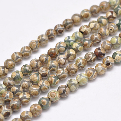 Natural Tibetan Turtle Back Pattern dZi Agate Beads Strands G-F354-04-1