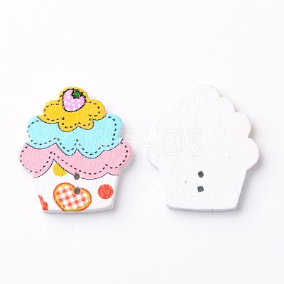 Cake 2-Hole Wooden Buttons BUTT-D049-02-1