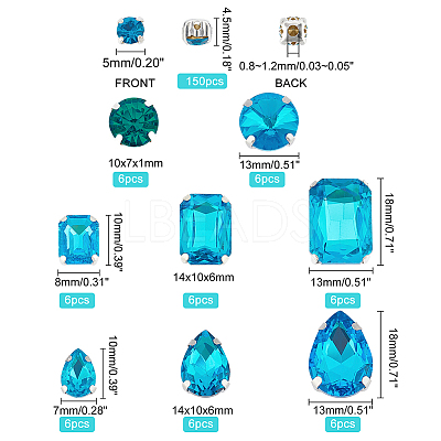 198Pcs 9 Style Sew on Rhinestone DIY-PH0008-64-1