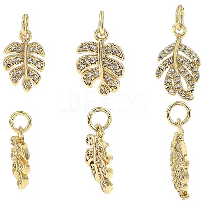 3Pcs 3 Styles Brass Micro Pave Cubic Zirconia Pendants KK-YW0004-07-1