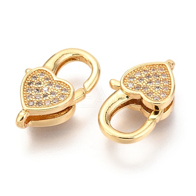 Brass Micro Pave Cubic Zirconia Lobster Claw Clasps ZIRC-O038-26G-1