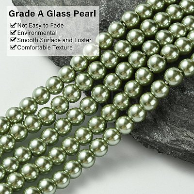 Eco-Friendly Dyed Glass Pearl Bead Strands HY-A008-6mm-RB115-1
