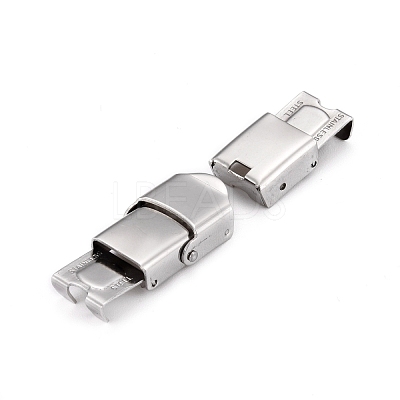 Non-Tarnish Smooth Surface 201 Stainless Steel Watch Band Clasps X-STAS-R063-61-1