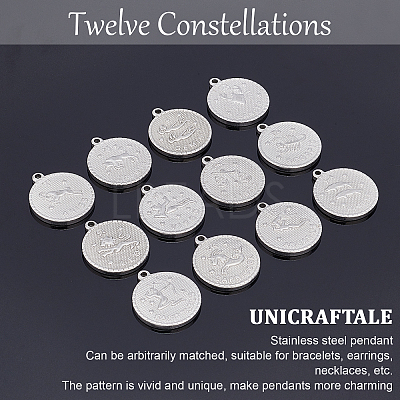 12Pcs 12 Style 304 Stainless Steel Pendants STAS-UN0026-15-1