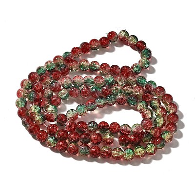 Christmas Theme Crackle Glass Beads Strands CCG-C002-8mm-12-1