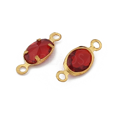 Brass K9 Glass Connector Charms KK-K295-01G-03-1