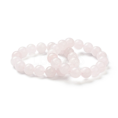 Natural Rose Quartz Beaded Stretch Bracelets BJEW-A117-E-11-1