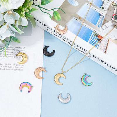 10Pcs 5 Colors 304 Stainless Steel Pendants STAS-DC0013-61-1