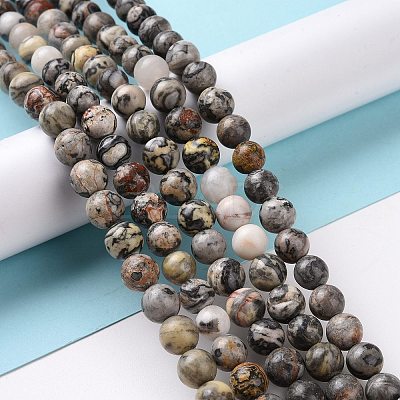 Natural Map Stone/Picasso Stone/Picasso Jasper Beads Strands G-D481-09-1
