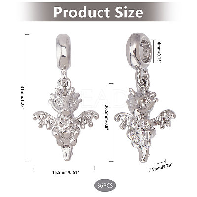 36Pcs Alloy European Dangle Charms MPDL-CA0001-06P-1