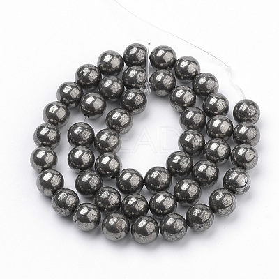 Natural Pyrite Beads Strands G-S249-01-4mm-1