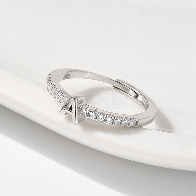 S925 Sterling Silver Adjustable Letter Rings for Women RJEW-M068-01P-A-1