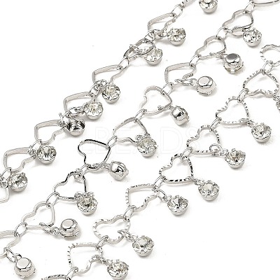 Rack Plating Brass Heart Link Chains CHC-A007-14P-1