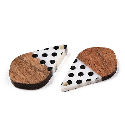 Printed Opaque Resin & Walnut Wood Pendants RESI-TAC0017-59-1