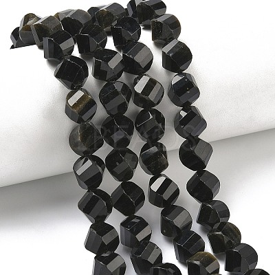 Natural Golden Sheen Obsidian Beads Strands G-C267-B18-1
