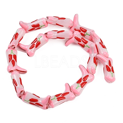 Boot Baking Paint Glass Enamel  Beads LAMP-C020-02A-1
