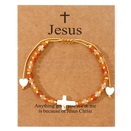 European American Natural Carnelian Beaded Braided Bracelets LS-VZ2609-6-1