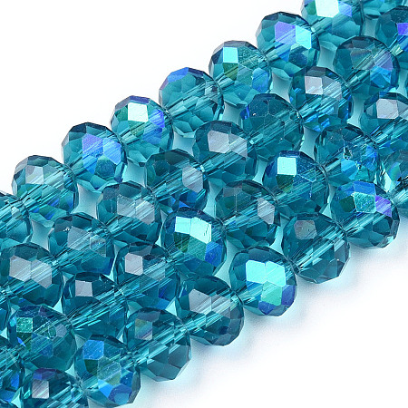 Electroplate Glass Beads Strands X-EGLA-A034-T4mm-L25-1