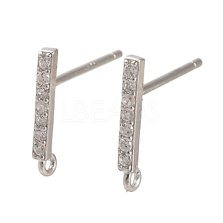 Rhodium Plated 925 Sterling Silver Ear Stud Findings STER-F058-01P-04-1