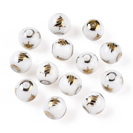 Christmas Opaque Glass Beads X-EGLA-R113-02C-1