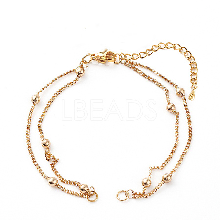 Multi-strand Brass Curb Chain Bracelet Makings X-AJEW-JB00981-1