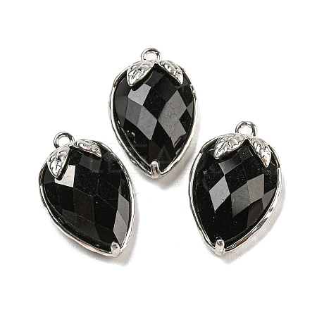 Natural Obsidian Faceted Pendants G-M431-06P-07-1