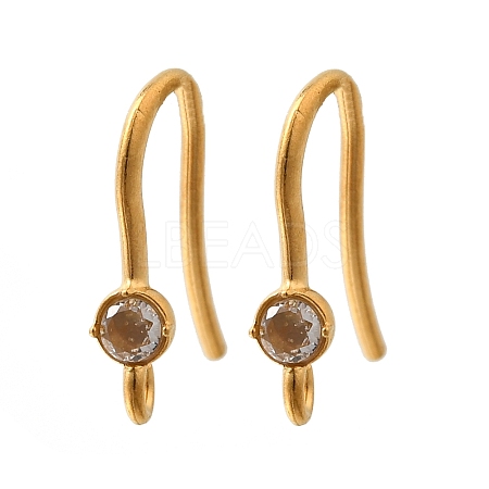304 Stainless Steel Rhinestone Earring Hooks STAS-D310-01G-04-1