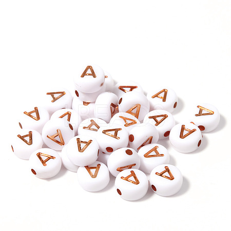 100Pcs Plating Opaque White Acrylic Beads FIND-PW0024-36A-1