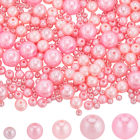1830Pcs 5 Styles ABS Plastic Imitation Pearl Beads OACR-SP0001-01A-1