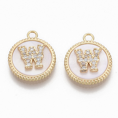 Brass Micro Pave Cubic Zirconia Pendants KK-T062-04W-NF-1
