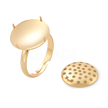 Brass Adjustable Ring Findings KK-K382-15C-G-1