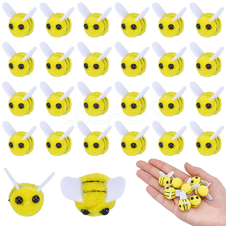 60Pcs Bees Polyester Wool Pom Pom Ball DIY-CY0003-29-1
