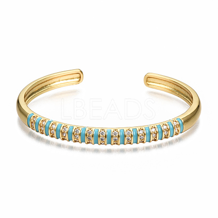 Brass Micro Pave Clear Cubic Zirconia Cuff Bangles BJEW-N302-005C-NF-1