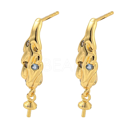Rack Plating Brass Micro Pave Clear Cubic Zirconia Studs Earrings Finding KK-T072-11G-1