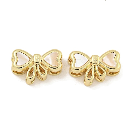 Brass Pave Shell Bowknot Multi-Strand Links KK-Q820-18G-1