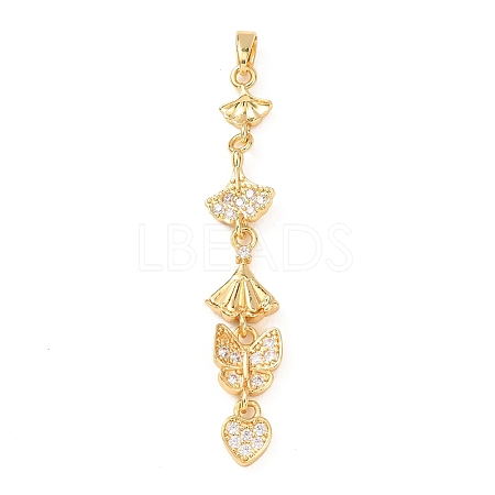 Tassel Brass Micro Pave Clear Cubic Zirconia Big Pendants KK-L271-01G-08-1