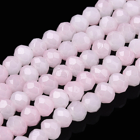 Two-Tone Imitation Jade Glass Beads Strands GLAA-T033-01A-03-1