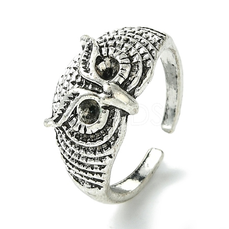 Owl Alloy Open Cuff Rings RJEW-K275-41AS-1