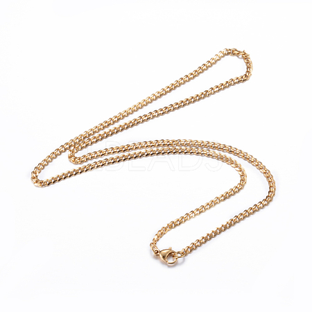 304 Stainless Steel Curb Chain Necklaces X-NJEW-P147-04G-1