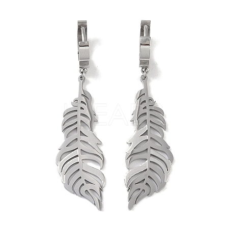 Non-Tarnish Feather 304 Stainless Steel Dangle Earrings EJEW-L283-023P-1