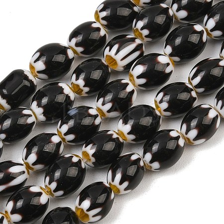 Handmade Millefiori Glass Oval Bead Strands LK-Z001-01A-04-1