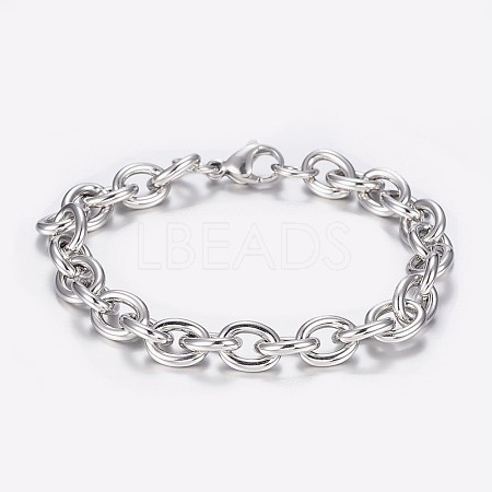 304 Stainless Steel Cable Chain Bracelets BJEW-I238-09P-1