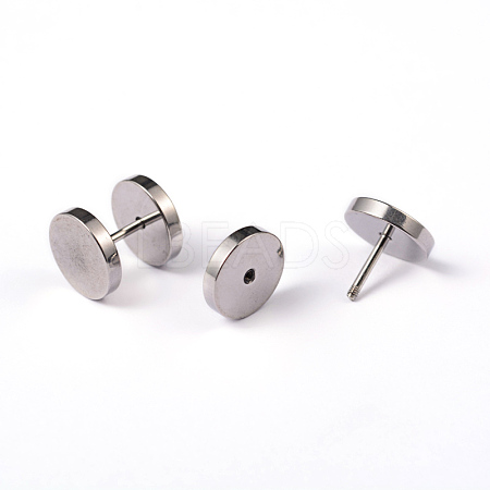 Tarnish Resistant Flat Round 304 Stainless Steel Barbell Cartilage Earrings EJEW-L164-07P-1