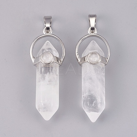 Natural Quartz Crystal Double Terminated Pointed Pendants G-P373-B04-1