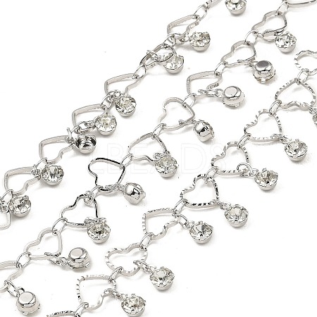 Rack Plating Brass Heart Link Chains CHC-A007-14P-1
