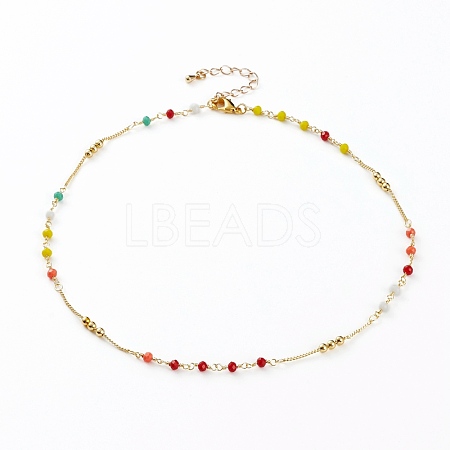 Faceted Glass Beaded Necklaces NJEW-JN03278-02-1