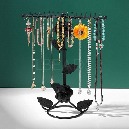 Rose Flower Iron Jewelry Display Rack PW-WG60758-01-1