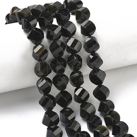 Natural Golden Sheen Obsidian Beads Strands G-C267-B18-1